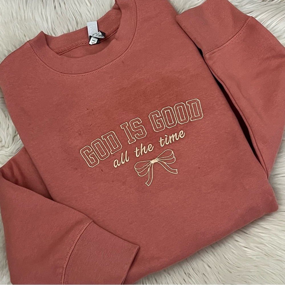 Women's Pink Sweatshirt - God Is Good Design